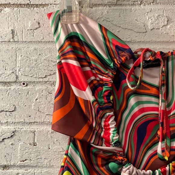 Misguided Orange bodysuit marble print Plus Curvy 14 NWT - Picture 4 of 13